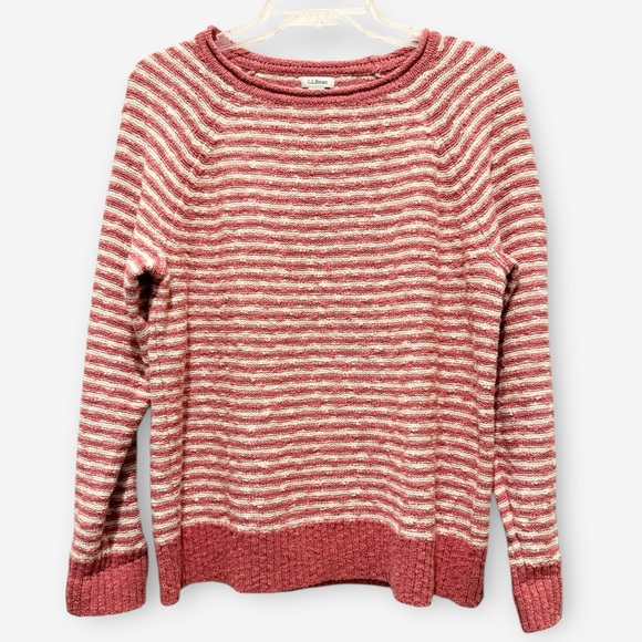 L.L.Bean Midweight 100% Cotton Slub Rollneck Pullover Stripe Sweater Sz M - Picture 5 of 5